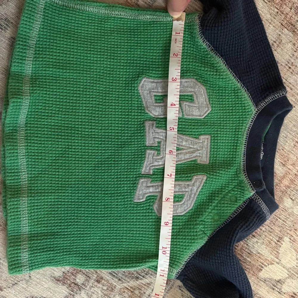 GAP Kids Long Sleeve Thermal Shirt in Green and Navy
